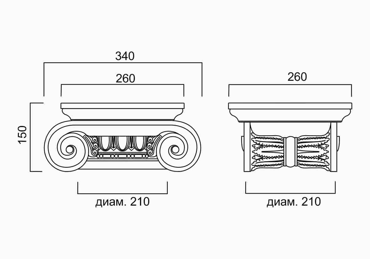 Капитель К-04 (150/260/160мм) | Лепная Мануфактура
